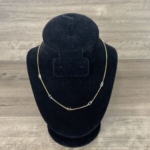 Argento Vivo Necklace 18K Gold Over Sterling Silver Blue Crystal Baguette